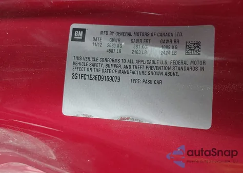 2013 Chevrolet Camaro Lt from USA, damaged, VIN 2G1FC1E36D9169079
